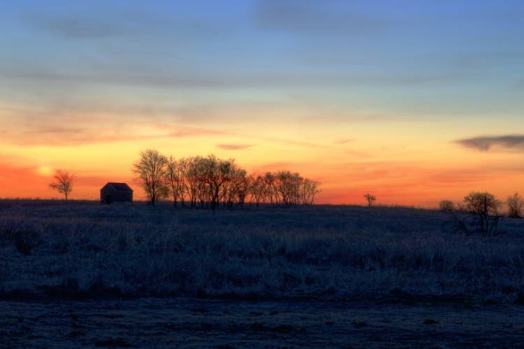 Property on Texas during a cold winter sunrise